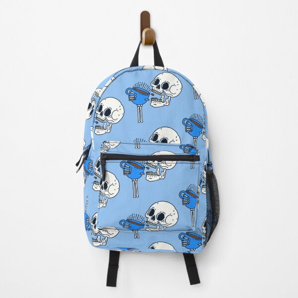 Item preview, halloween coffee drinking skull skeleton blue designed and sold by Gossip Rag.