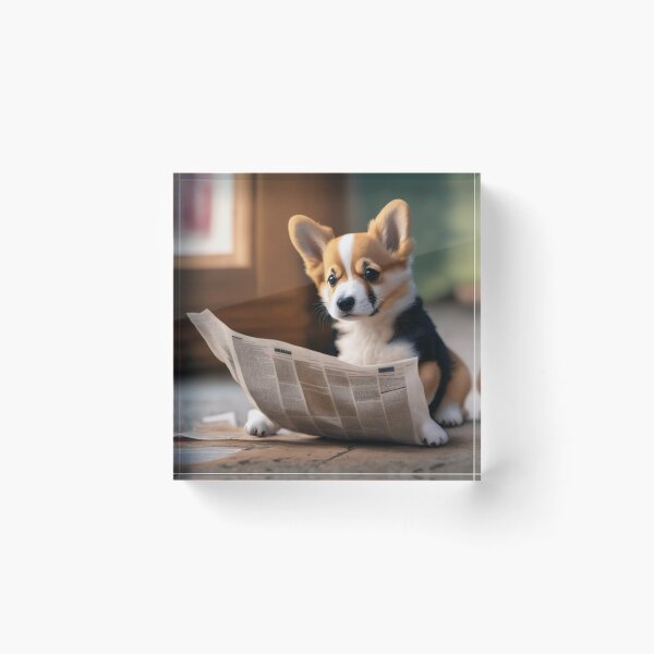 Item preview, Cute Corgi Puppy Reading Newspaper | Kawaii Cute Royal Dog Lover designed and sold by lildoodleshirts.