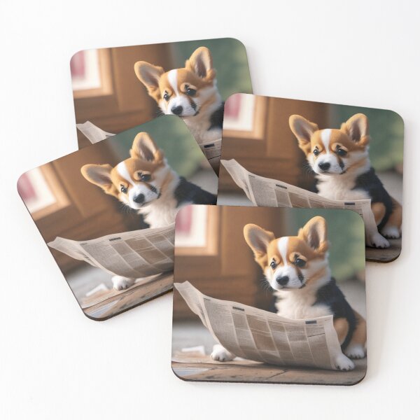 Item preview, Cute Corgi Puppy Reading Newspaper | Kawaii Cute Royal Dog Lover designed and sold by lildoodleshirts.