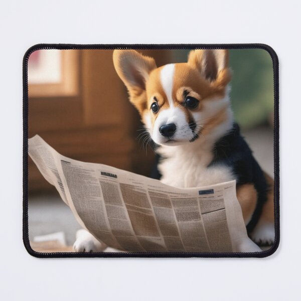 Item preview, Cute Corgi Puppy Reading Newspaper | Kawaii Cute Royal Dog Lover designed and sold by lildoodleshirts.