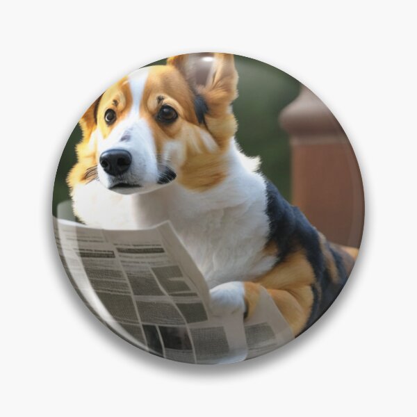 Item preview, Cute Corgi Reading Newspaper | Kawaii Cute Royal Fluffy Dog Lover designed and sold by lildoodleshirts.