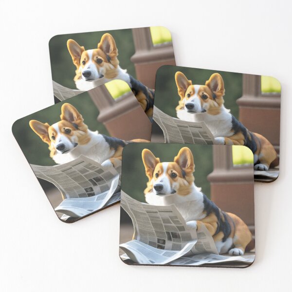 Item preview, Cute Corgi Reading Newspaper | Kawaii Cute Royal Fluffy Dog Lover designed and sold by lildoodleshirts.