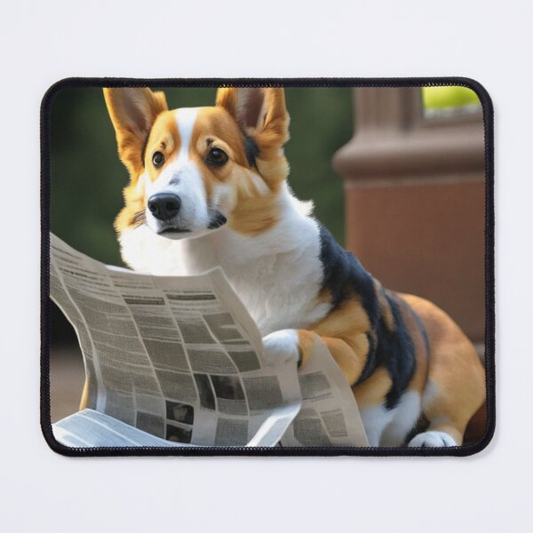 Item preview, Cute Corgi Reading Newspaper | Kawaii Cute Royal Fluffy Dog Lover designed and sold by lildoodleshirts.