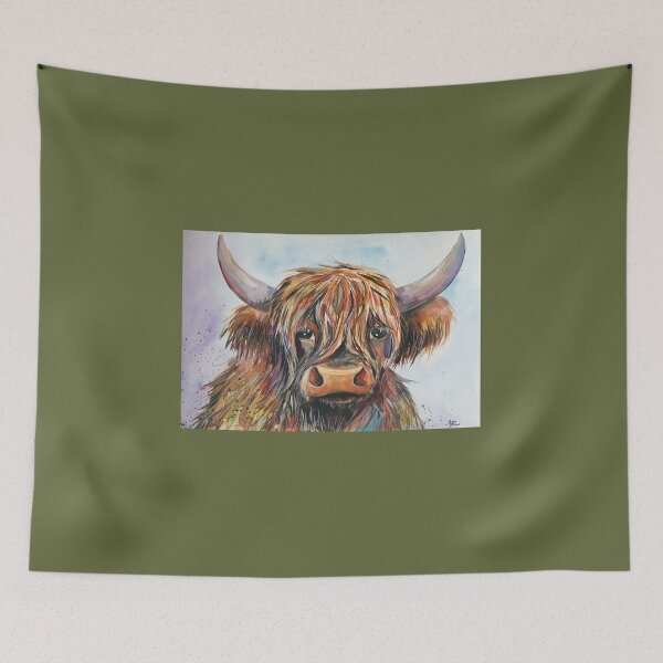 Item preview, Highland cow, watercolour painting by Marina Daniluka designed and sold by MariDaniArt.