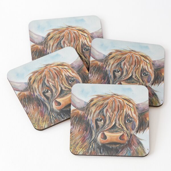 Item preview, Highland cow, watercolour painting by Marina Daniluka designed and sold by MariDaniArt.