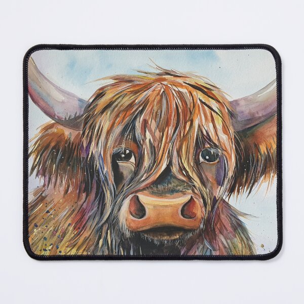 Item preview, Highland cow, watercolour painting by Marina Daniluka designed and sold by MariDaniArt.