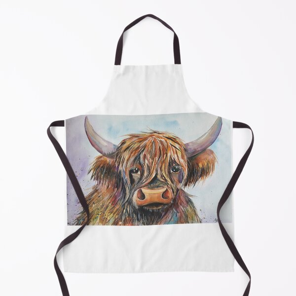Item preview, Highland cow, watercolour painting by Marina Daniluka designed and sold by MariDaniArt.
