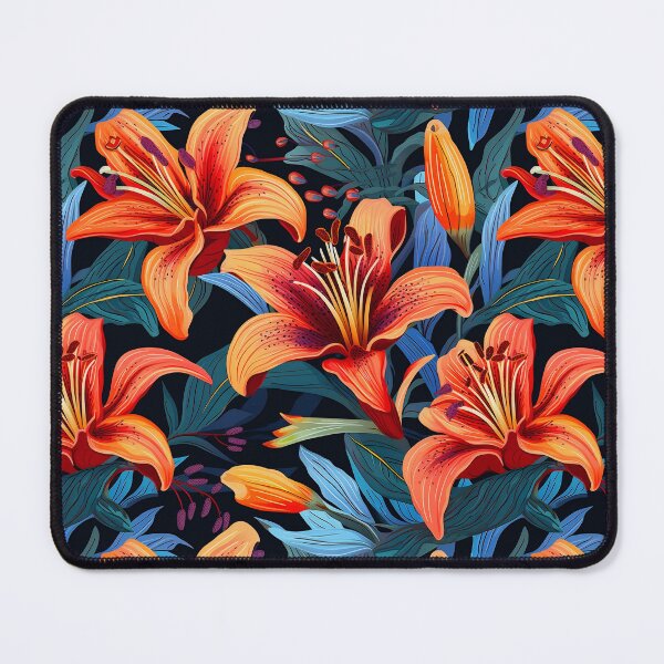 Item preview, Red and Blue Tiger Lilly Design. All Over Print Repeating Pattern designed and sold by Image-Caption.