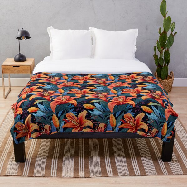 Item preview, Red and Blue Tiger Lilly Design. All Over Print Repeating Pattern designed and sold by Image-Caption.