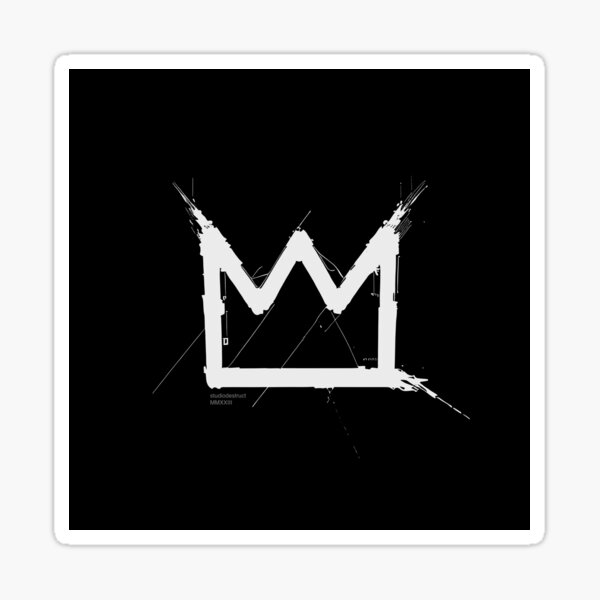 Crown (White on Black) Sticker