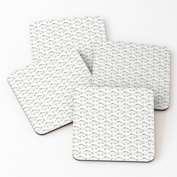Item preview, School of Black Bream Fish in Khaki and White designed and sold by fruttidimare.