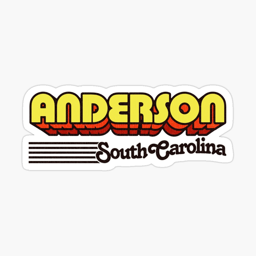 Anderson, South Carolina | Retro Stripes Sticker