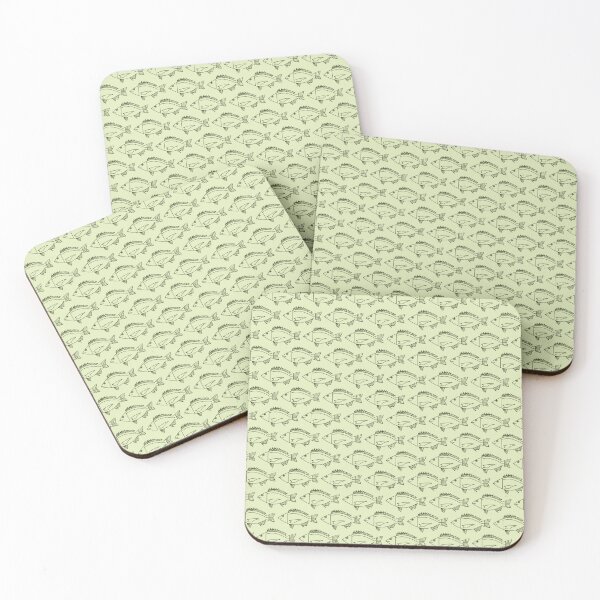 Item preview, School of Black Bream Fish in Khaki on Pastel Green designed and sold by fruttidimare.