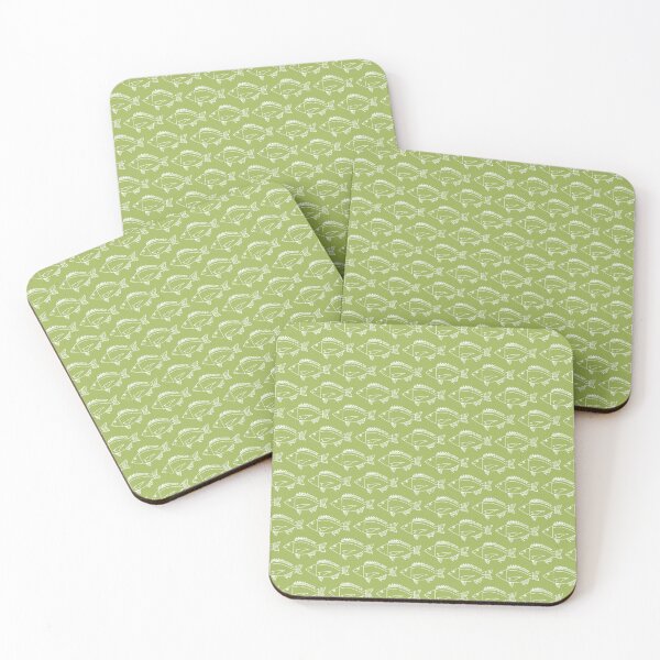 Item preview, School of Black Bream Fish in White on Lime Green designed and sold by fruttidimare.