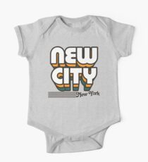 Body de manga corta para bebé New City, Nueva York | Rayas retro