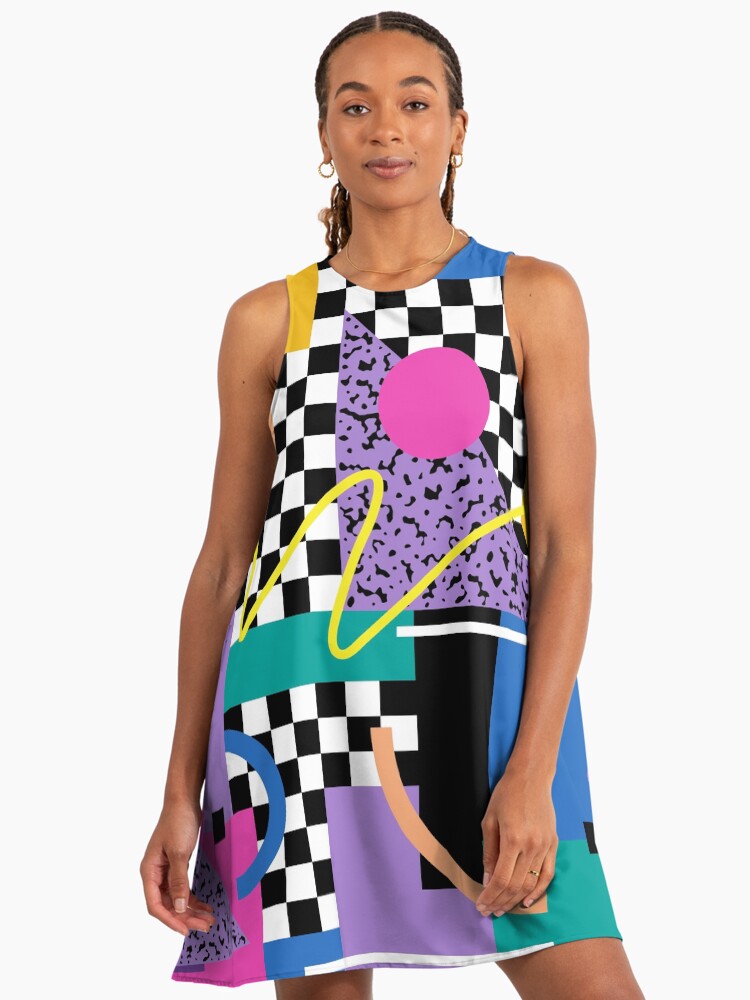 Memphis Pattern 34 - Retro 90s / 80s Out Run A-Line Dress