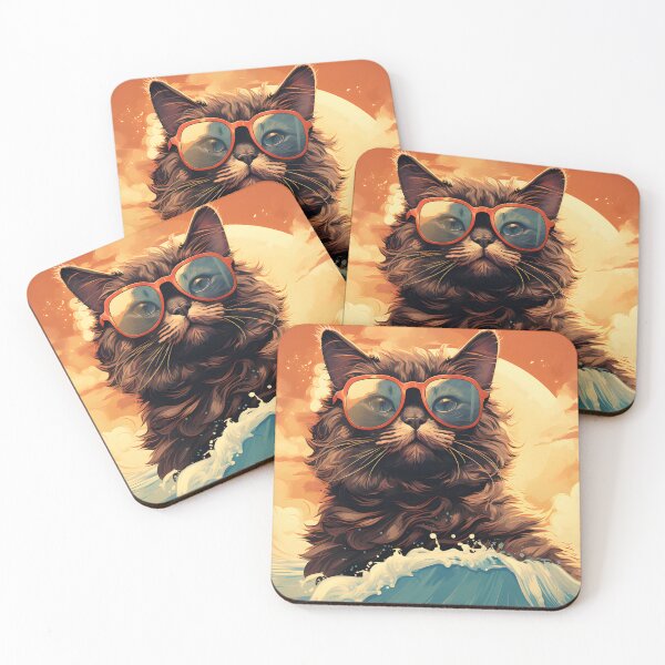 Item preview, 1980's Surf Cat - Retro Vintage Beach Vibes designed and sold by KittyStampedeCo.