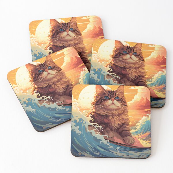 Item preview, 1980's Surf Cat - Retro Vintage Sunset Beach Vibes  designed and sold by KittyStampedeCo.