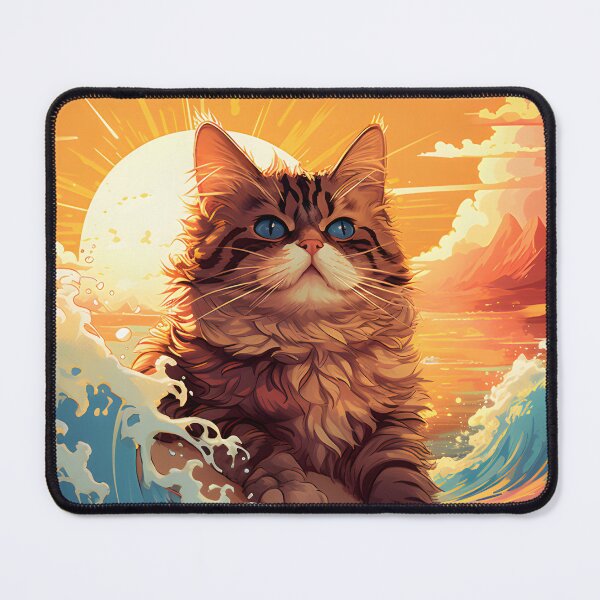 Item preview, 1980's Surf Cat - Retro Vintage Sunset Beach Vibes designed and sold by KittyStampedeCo.