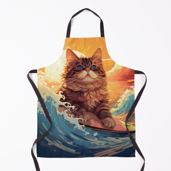 Item preview, 1980's Surf Cat - Retro Vintage Sunset Beach Vibes designed and sold by KittyStampedeCo.