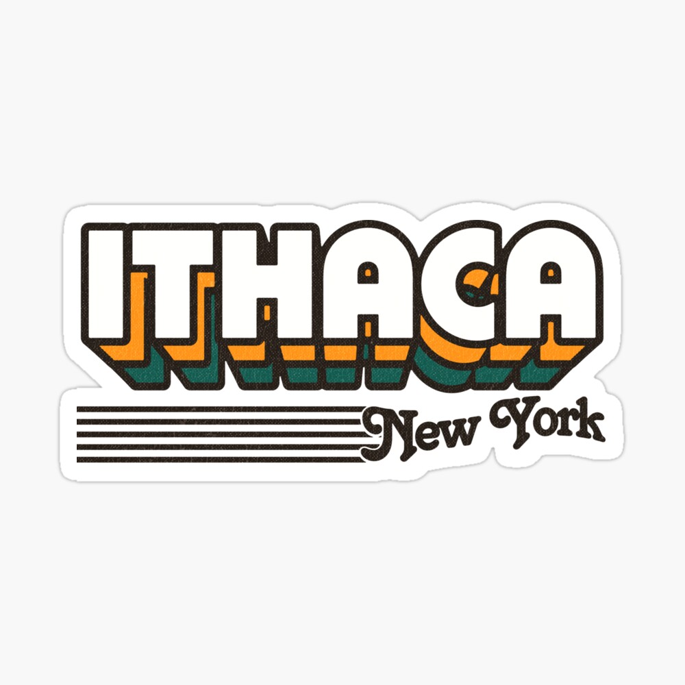 Ithaca, New York | Retro Stripes Sticker