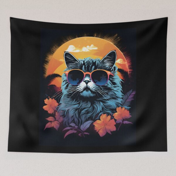 Item preview, 1980's Surf Cat - Retro Vintage Beach Vibes  designed and sold by KittyStampedeCo.