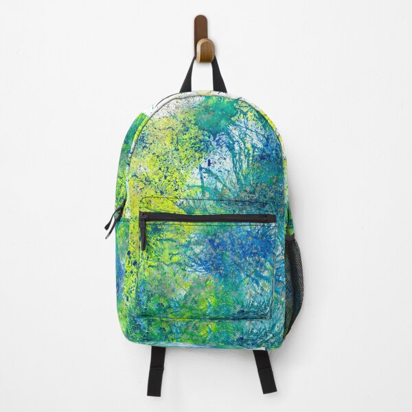 Item preview, Our Earth Is Always Breathing #532 Original Hand-painted Abstract Painting Detail 2 In Teal Blue Green Yellow Inspired By Gaia Spring Summer Mother Nature Forest Aquatic Plants Bohemian Boho Pattern designed and sold by Rainbow Artist Orlando L.