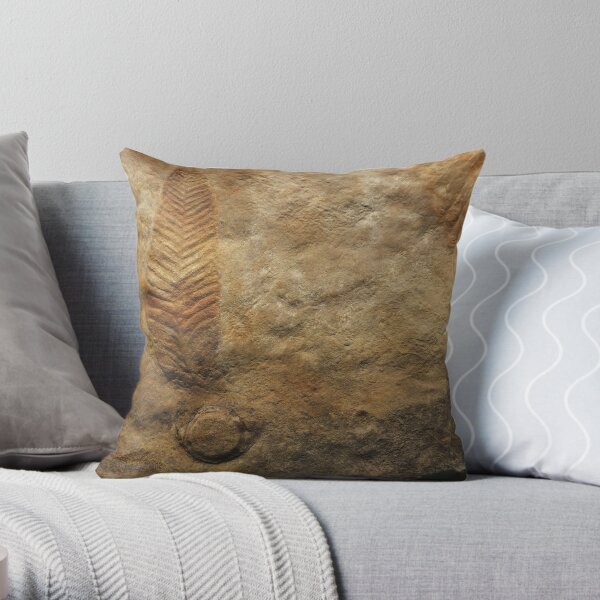 Fossil feather Throw Pillow