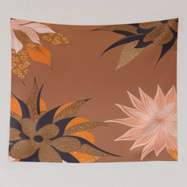 Item preview, Orange and chocolate floral  designed and sold by Roxburylane.