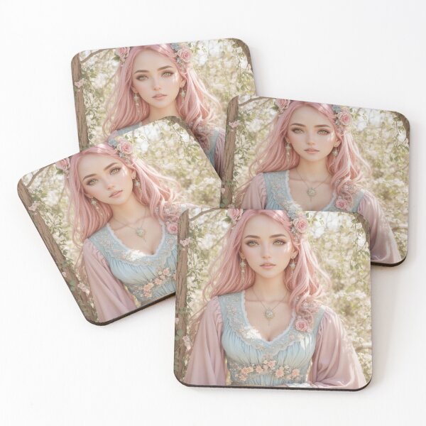 Item preview, Anime Character - Floral Fantasy: A Whimsical Pink Portrait of a Model in a Dream Garden designed and sold by Kumahimeco.