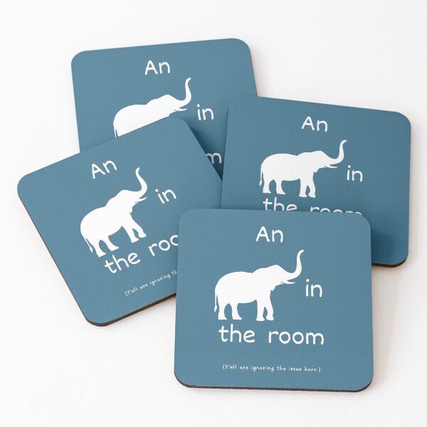 Artikelvorschau, Redewendung „Elefant im Raum“. entworfen und verkauft von Idioms4u.