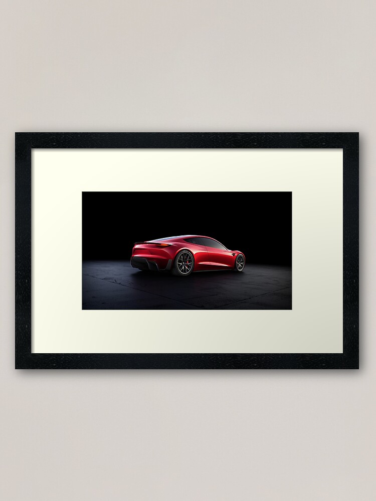 TESLA ROADSTER SUPERCAR FRAMED PRINT WALL ART