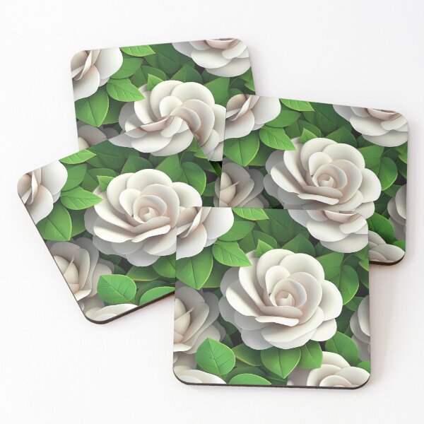 Item preview, white roses pattern designed and sold by Lotusticker.