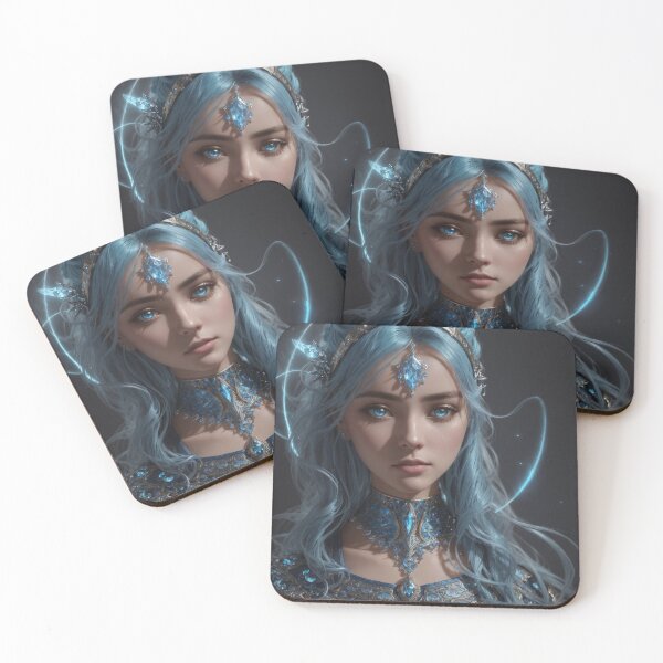 Item preview, Anime Character - Blue Mist Warrior: The Female Heroine in Blue Hair and Silver Armor designed and sold by Kumahimeco.