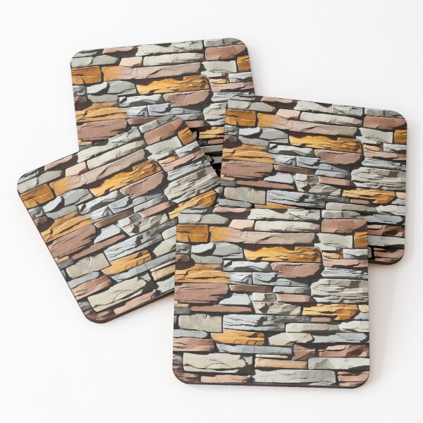 Item preview, Gray Orange Decorative Drystack Stone Wall Pattern designed and sold by Sturdust.