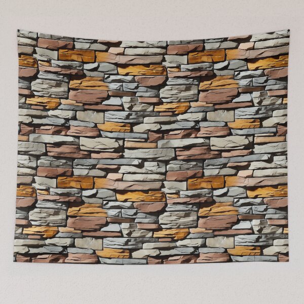 Item preview, Gray Orange Decorative Drystack Stone Wall Pattern designed and sold by Sturdust.
