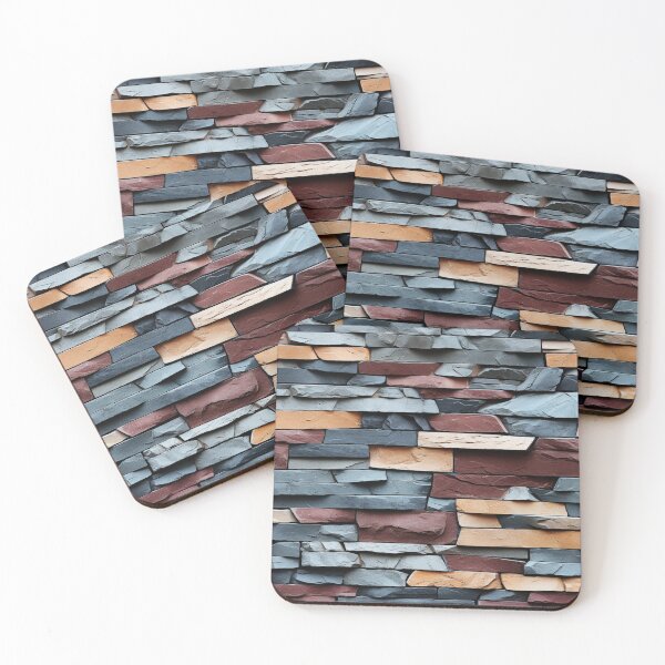 Item preview, Stacked Blue Grey Decorative Stone Cladding Pattern designed and sold by Sturdust.