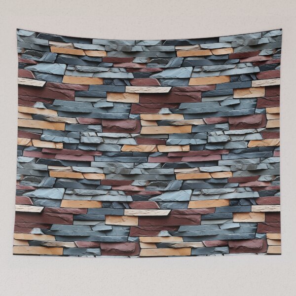 Item preview, Stacked Blue Grey Decorative Stone Cladding Pattern designed and sold by Sturdust.