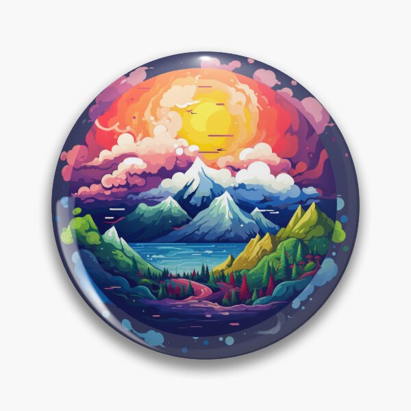 Aperçu de l'œuvre Art de montagne minimaliste coloré créée et vendue par AmbientPixels.
