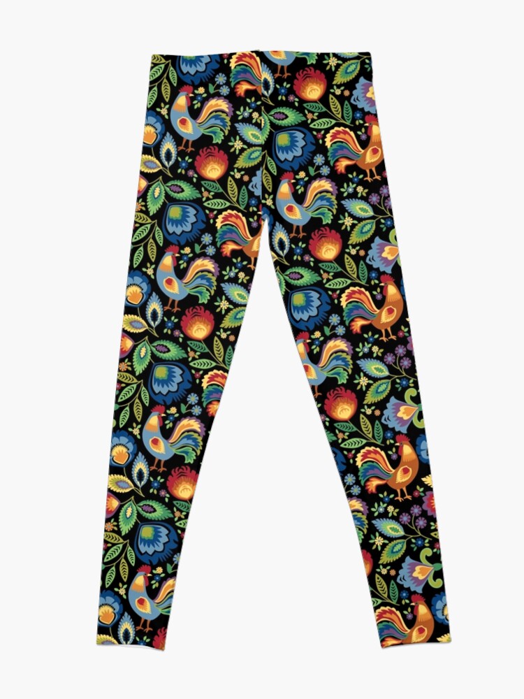 Alternate view of Folk Roosters Leggings