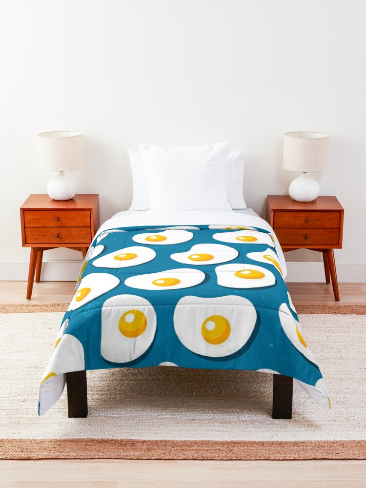 Thumbnail 2 of 5, Comforter, Food pattern- fried eggs designed and sold by ShowMeMars.