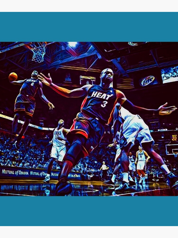 Dwyane Wade Miami Heat Black and White Basketball NBA Poster – My