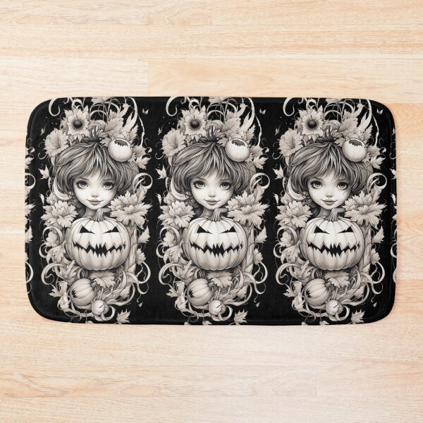Item preview, Smiling girl among pumpkins and flowers - Bridget designed and sold by MarcinCollie.