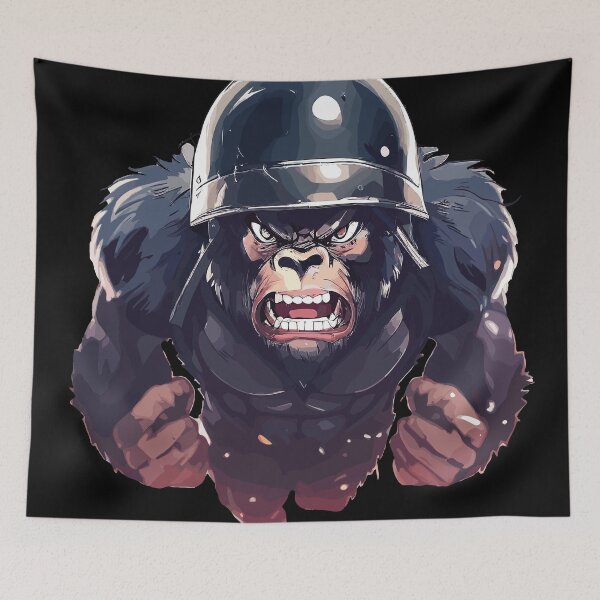 Item preview, Angry gorilla in helmet designed and sold by TomFrontierArt.