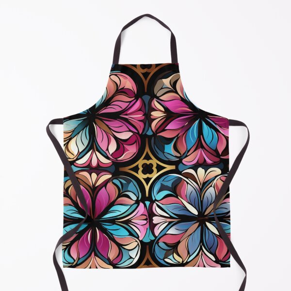 Aperçu de l'œuvre Motif fantaisie coloré bleu rose violet or motif de treillis de fleurs créée et vendue par G-M-Designs.