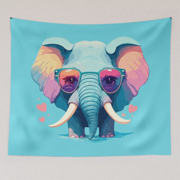 Item preview, Happy Elephant with Glasses | Colorful Illustration designed and sold by Niktarka.