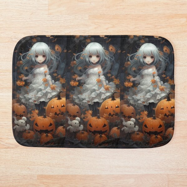Item preview, Smiling kawaii Girl Among Pumpkins and Flowers -  Ola designed and sold by MarcinCollie.
