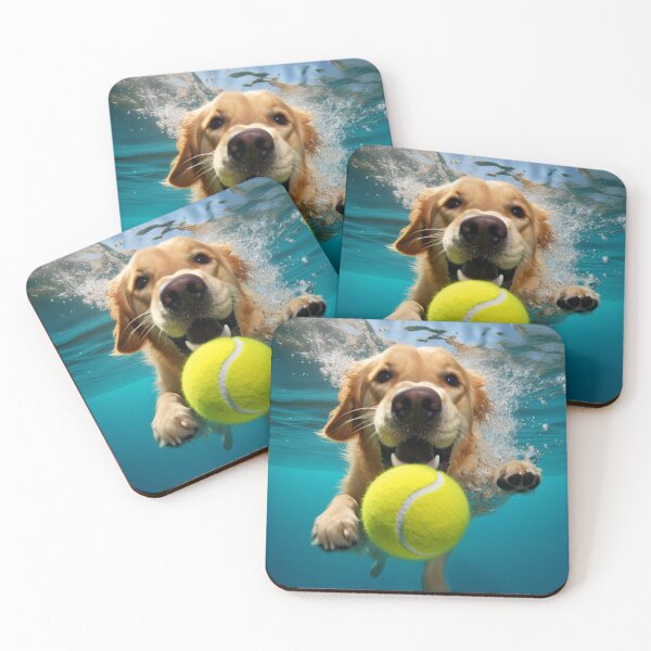 Aperçu de l'œuvre golden retriever plongeant pour une balle créée et vendue par rnfgoods.
