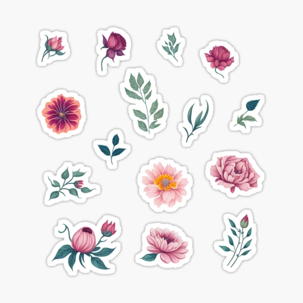 Little Colorful Flowers Stickers Sticker for Sale by DimHel2