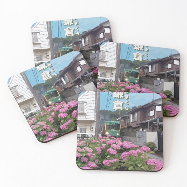 Item preview, Train to Kamakura Hydrangea Japan Travel Art  designed and sold by AnnaYenardi.